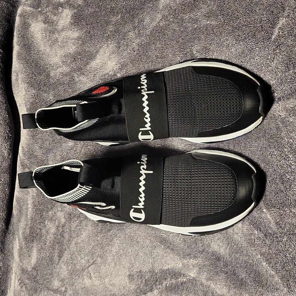Men Champion Rally Pro Lifestyle High Top Size 11 Black White Red USED NO BOX